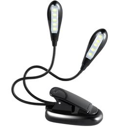 Gadget Flexible Clip-On 8 Super Bright LED 2 Arms Clip Reading Book Music Stand Light Lamp For E-BOOKS Tablet LAPTOPS DHL FEDEX EMS FREE SHIP