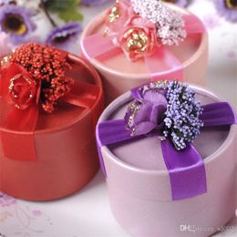 Romantic Lavender Wrap Boxes Wedding Party Favour Decoration Chocolate Candy Box Beautiful Round Design Gift Bag 0 8wk ff