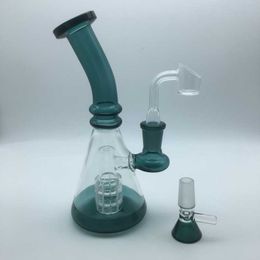 7.5" Pyrex Thick Glass Beaker Bong Dab Rig With 2mm Bevelled Edge Quartz Banger/ Glass Bowl Piece 14mm Female Recycler Bong Pipe