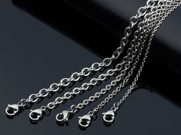 on sale 100pcs/Lot Stainless steel Jewellery Silver smooth rolo chain Women Necklace 1.8mm/3mm/4.5mm 16-32 inch wholesale