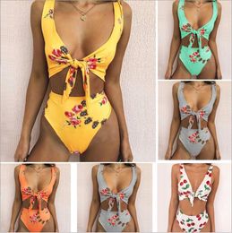 High Waist Bikini Women Print Swimwear Sexy Swimsuit Fashion Biquini Floral Maillot De Bain Bathing Suits Bras Panties Thong Beachwear B4039