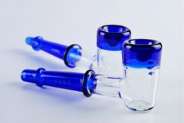 wholesale Blue Smoking Glass Hand Pipes Cheap Pyrex Glass Tobacco Spoon Pipes Mini Small Bowl Pipe Unique Pot Pipes Smoking Pieces