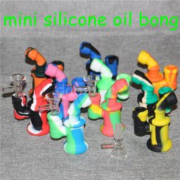 Popular Silicon Rigs Silicone Hookah Bongs mini silicon oil dab rigs with Clear glass bowl free DHL