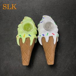 Mini 4.30 inch ice cream glass oil burner pipe super delicious party essential silicone smoking pipes dab bong cool style