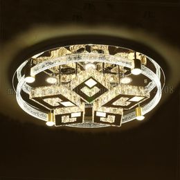 Round Transparent Crystal Rhombic Ceiling Lamp Remote Control Section LED Energy Saving Lights Dining Hall Lighting Bubble Crystal Column