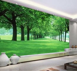 Trees on both sides of the grass mural 3d wallpaper 3d wall papers for tv backdrop