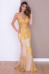 Mermaid Sheer Top Lace Prom Dresses Evening Gowns 2019 New V Neck Sexy Long Party Evening Desses South Africa