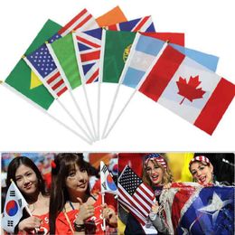 10Pcs Nation Flag Emblem World Cup World Countries Flags Banner Hand Waving Flag