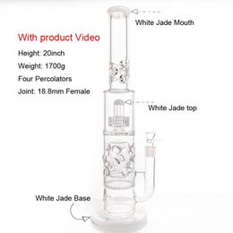 Hookah 7mm Dumbbell water bong with 75mm honeycomb perforate and birdcage perc glass waterpipe tall 20inches