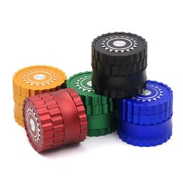 New Gear Shape 63mm Grinders 4 Parts Herb Cutter Metal Tobacco Spice Crusher Hookah Smoking Grinder 4 Colours DHL