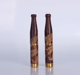 Red acid Carving Dragon solid wood removable Philtre carving cigarette smoking accessories