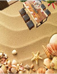 wall papers home decor Beach Shells Starfish Toilets Bathroom Bedroom 3D Floor vinyl flooring adhesives