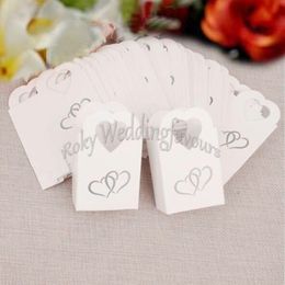 100PCS Heart Handle Favors Boxes Wedding Favors Bridal Shower Candy Box Favors Holder Engagement Gift Bags Event Party Supplies