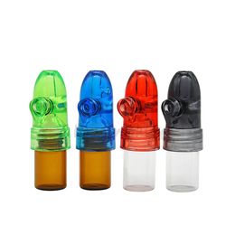 Brown Clear Glass Bottle Snuff Bullet Box Dispenser Snuffer 53mm 82mm Height Acrylic Glass Snorter Rocket Pill Case W18