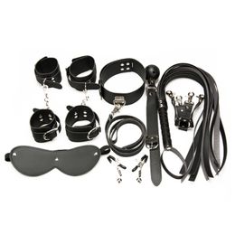 7pcs Beginner Bondage Set Adult Kit Ballgag Mask HandCuffs Whip Flogger #R78