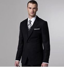 Custom Made 2024 Black Wedding Suits For Man Slim Fit Formal Tuxedos Tailcoat Men Suit With Pants Best Man Groom 3Pieces (Jacket+Pant+Vest)
