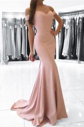 Elegant Simple Off-the-Shoulder Formal Evening Dresses Mermaid Floor Length Zipper Back Prom Dresses Evening Party Dresses