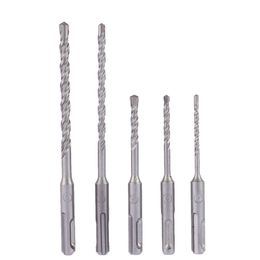 Freeshipping 5Pcs/set ferramentas 2 Pits Hammer Impact Drill Bit SDS Shank 2 Slot Electric Hammer Drill Bit Set Rotary Concrete Masonry