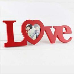 White Red Love Design Wedding Decoration Wooden Photo Frame Picture Frames Home Decoration Gift