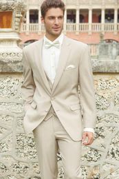 Customise Design Light Khaki Men Wedding Tuxedos Notch Lapel Two Button Groom Tuxedos Men Wedding/Dinner/Darty Dress(Jacket+Pants+Tie+Vest)9
