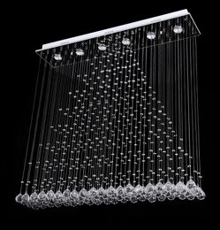 LED Crystal Chandelier Lighting Rain Drop Ceiling Lamp Rectangle K9 Crystals lights for Living Room Restaurant