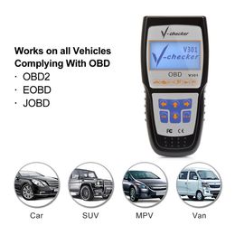 V-checker V301 EOBD OBD2 Scanner Car Engine Fault Code Reader CAN Diagnostic Scan Tool