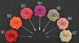 Pins Brooches Handmade Beaded Flower Felt Flower Lapel Pin Boutonniere 14 Colours Stick Pin Garment accessories pin Free Shipping