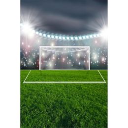 Sparkling Spotlight Green Football Field Soccer Backdrop Photography Stadium Sports Match Boy Kids Party Themed Photo Background