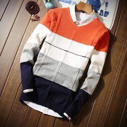2018 Men's Long-sleeved Sweaters V-neck S M 2XL 3XL Blue Wine Red Fashion Casual Men Sweater Slim Comfortable Elegance Clothing