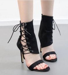 Spring Autumn 2018 High Heels Women Sandals Sexy Gladiator Cross Tie Peep Toe Wedding Shoes Party Ankle Boots Serpentine Pumps
