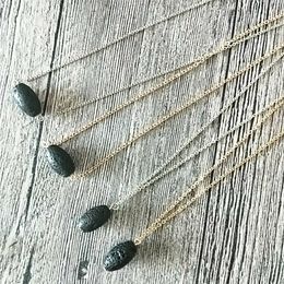 Fashion Silver Gold Color Lucky Bead Lava Stone Necklace Volcanic Rock Aromatherapy Essential Oil Diffuser Necklace For Women Jewelry