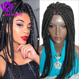 High quality Braided Wig with baby Hair Synthetic Braiding hair Heat Resistant Black box Braided Synthetic Lace Front Wig for Black Women