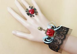 Hot style European and American fashion exquisite rose lace bracelet lady band ring set beaded wrist jewelry fashion classic delicate elegan