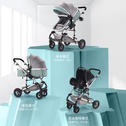 Strollers# Multifunctional Alloy Frame High Landscape Baby Stroller Q240429