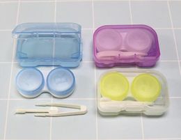 Random Colour Fashion Best Transparent Pocket Plastic Contact Lens Case Travel Kit Easy Take Container Holder Hot sale Epacket Free