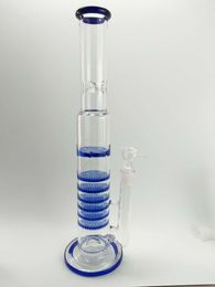 BLUE Percolator bongs oil rigs six honeycomb diffuser glass water bong thick 5mm smoking water pipes hookahs