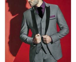 HOT -- New Design Handsome One Button Grey Wedding Men Suits Groom Tuxedos Men Party Groomsmen Suits (Jacket+Pants+Tie+Vest) NO;158