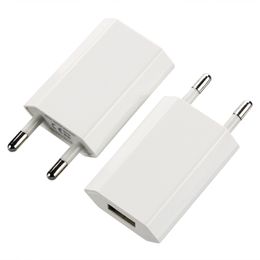 Buona qualità 4a quarta generazione piede alto piatto bianco pieno 1A OEM EU US AC Plug USB Power Home Wall Charger Adapter 100 pz / lotto