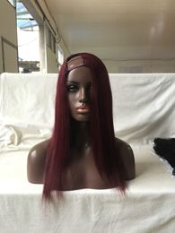 Wonderful 99J Colour Human Hair U Part Wig Brazilian Virgin Hair Left/Right/Middle For Black Women