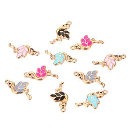 100PCS 16x30mm Alloy Fashion Pink Blue Black Enamel Animal Pendant Swan Flamingo Charms for Jewelry DIY Necklace Making Accessories