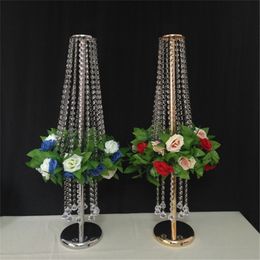 Wedding Centrepiece Flower Vase Flowers Stand Acrylic Crystal Road Lead Flower Rack Props For Event Party Decoration