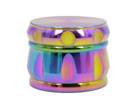 Factory direct zinc alloy layer four rainbow Coloured blue Colourful chamfer drum type tobacco grinder broken new smoke detector