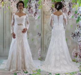 Modest Off Shoulder Long Sleeves Wedding Dresses Elegant Mermaid Wedding Dresses Lace Satin Mature Bridal Dresses Plus Size Wedding Dress