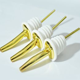 Wine pourers Gold Colour stainless steel bottle caps liquor spirit pourer free flow mixer wine bottle pour spout stopp