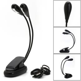 LED Gadget Reading Lamp Dual Arms 4 LEDs Flexible Ebook Book Music Stand Light Student Dormitory Lights With Clip DHL FEDEX EMS FREE SHIP