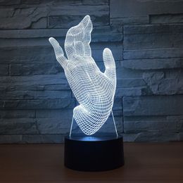 Hand Shape Creative 3D illusion Lamp LED Night Light 7 Colours Xmas Gifts Home Decor Acrylic Light Fixtures #T56