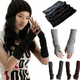 New winter women warm knitting long gloves half finger finger wrist without finger gloves warm sleeves W022