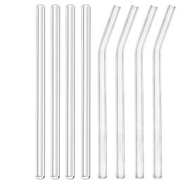 8.5&quot;x8mm Reusable Clear Glass Drinking Straws Eco-Friendly Dinking Straws Bent Straight Milk Cocktail Straw