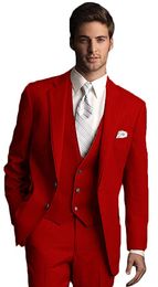 New Style Groomsmen Red Groom Tuxedos Notch Lapel Men Suits Wedding Best Man Bridegroom (Jacket + Pants + Vest + Tie) L201