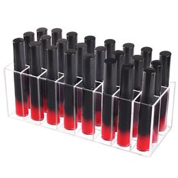 Acrylic Lip Gloss Holder 24 Slots Lipstick Box Display Stand Sundry Storage Box Cosmetic Makeup Organiser Desktop Storage Case